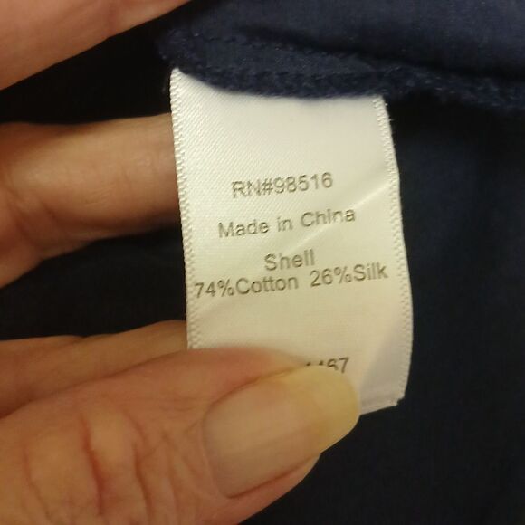 COLDWATER CREEK SEMI SHEER Navy Blue Short Sleeve Blouse Size M (10-12) - Picture 8 of 10